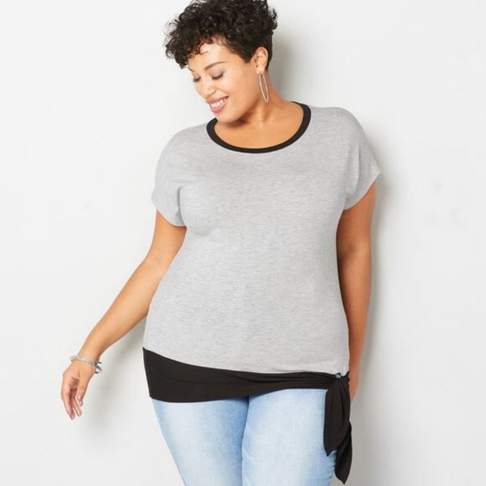 💜AVENUE COLORBLOCK SIDE TIE TOP 30/32